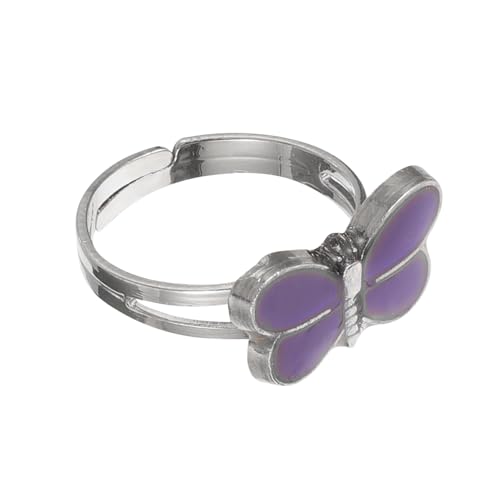 NOLITOY Farbwechsel Stimmungsring Mädchen Verstellbarer Schmuck mit Niedlicher Libellen motiv Hochwertiger Zinklegierung und Epoxidharz Langlebig und Sicher für Mädchen Geschenk von NOLITOY