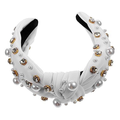 NOLITOY Barockperlen Stirnband Für Damen Breites Geknotetes Design Mit Strassdekoren Elegantes Haaraccessoire Für Partys Und Besondere Anlässe Komfortabel Und Modisch von NOLITOY