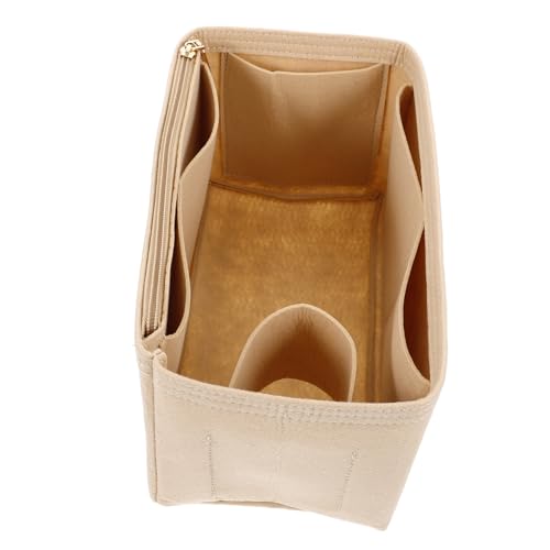 NOLITOY Filz Organizer Einsatz Kosmetiktasche Innenfutter Tasche Langlebig Leicht für Handtasche Make Up Beutel mit Staubschutz für Damen Mittlere Khaki von NOLITOY