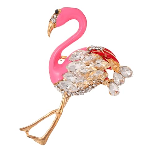 NOLITOY Flamingo Brosche mit Strasssteinen Anstecknadel für Kleidung Schmuckbrosche für Jacken Schals und Hüte Eleganter Lapel Pin für Damen Vielseitiges Accessoire von NOLITOY