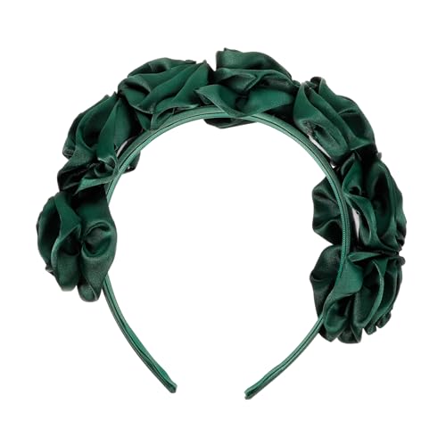 NOLITOY Flannelette Haarband Mit Großen Blumen Breitem Design Für Frauen Und Mädchen Modisches Stirnband Dunkelgrün Für Festlichkeiten Cosplay Und Alltag von NOLITOY