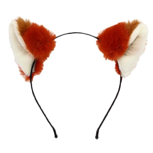NOLITOY Fuchs Ohren Haarreif Einzelnd Wolfskostüm Für Damen Stirnband Plüsch Tierohren Kopfschmuck Braun Rot Cosplay Party Requisiten Halloween Weihnachten Zubehör von NOLITOY