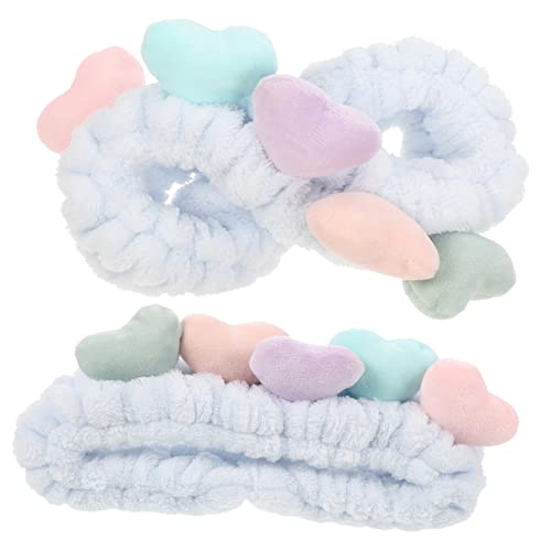 NOLITOY 2stücke Damen Herz Fuzzy Haarband Make-up Stirnband Elastische Stretch Kopf Wrap Für Frauen Zum Waschen Gesichts Und Zähneputzen von NOLITOY