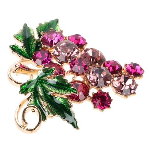 NOLITOY Fruchtige Traubenbrosche mit Funkelnden Strasssteinen Modische Anstecknadel aus Zinklegierung Langlebig und Elegant für Pullover Schals Hüte und Rucksäcke Schmuckaccessoire für von NOLITOY