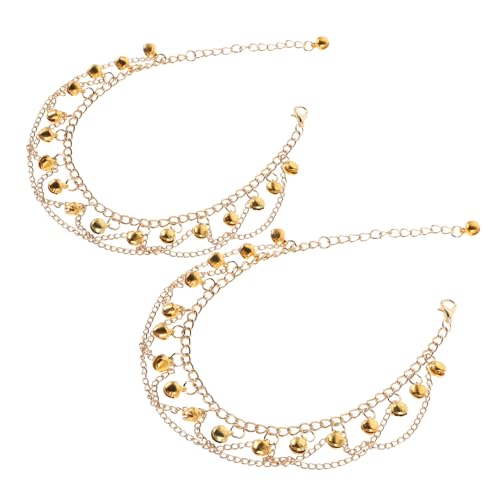 NOLITOY Fußkettchen Boho Stil mit Mehrlagigen Glöckchen Tassel Bewegung Verstellbar Damen Schmuck für Strand Sommer Tanz von NOLITOY