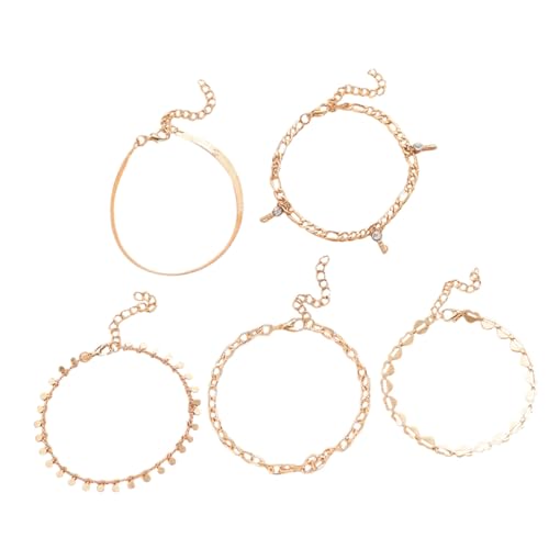 NOLITOY Fußkette Damen Herz Design Goldfarben Verstellbares Modisches Fußkettchen mit Anhängern Eleganter Schmuck für Strand Party Hochzeit und Alltag Geschenkidee für Frauen von NOLITOY
