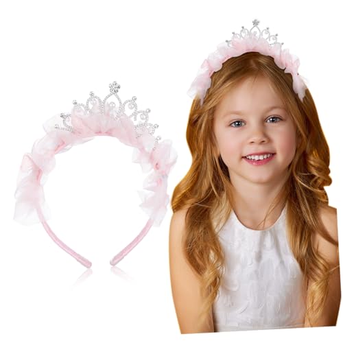 NOLITOY Geburtstagskrone Stirnband Mädchen Leichte Prinzessinnen Tiara mit Strass und Perlen Eleganter Haarschmuck für Party Hochzeit Bequemes Mesh Material Festlicher Kopfschmuck von NOLITOY