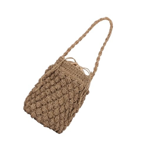 NOLITOY Geflochtene Umhängetasche Damen Strandtasche aus Hochwertigem Material Leichte Crossbody Schultertasche für Urlaub Freizeit Shopping und Alltag Stilvoll und Praktisch in Khaki von NOLITOY