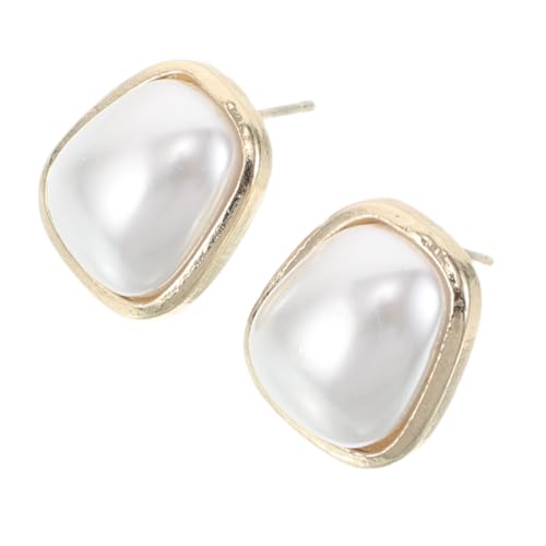 NOLITOY Geometrische Ohrringe für Frauen Französischer Stil Imitationsperlen Design Leichte Ohrstecker Eleganter Schmuck für Arbeit Hochzeit Freizeit Modernes Accessoire von NOLITOY