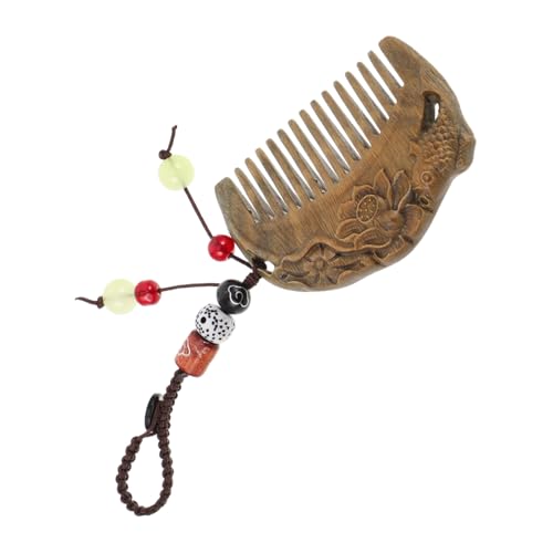 NOLITOY Geschnitzter Mini-holzkamm: Taschenkamm Aus Sandelholz Mit Geflochtenem Seil Und Hasenschnitzerei Für Schlüsselanhänger, Rucksack, Geldbörse – Chinesischer Für von NOLITOY