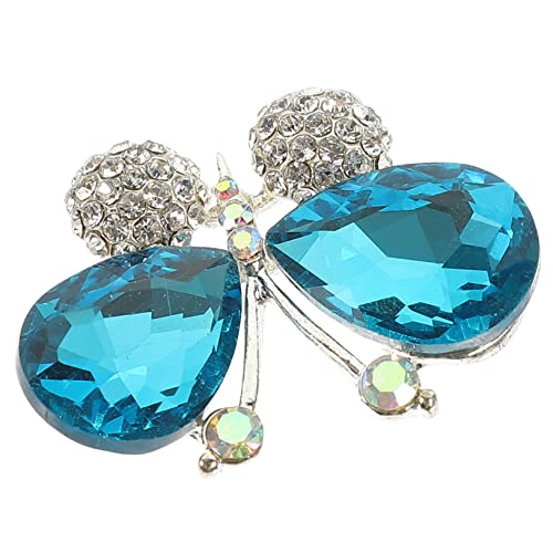 NOLITOY Glitzernde Brosche Wasserblau Schmetterling Strass Applikation Kleidung Schuhe DIY Dekoration Modisches Accessoire für Jacken Taschen Kleider von NOLITOY