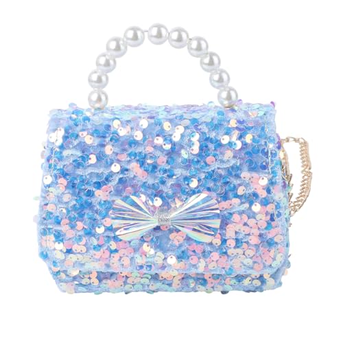 NOLITOY Glitzernde Pailletten Crossbody Bag Damen mit Perlenbesatz Kleine Umhängetasche und Clutch Schultertasche für Party Geschenkoption See Blau von NOLITOY
