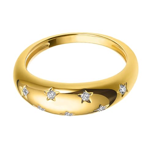 NOLITOY Gold Plattierter Stern Zirkon Ring Damen Geometrisch Eleganter Fingerschmuck Modisch Komfortabel für Alltag Party Geschenk von NOLITOY