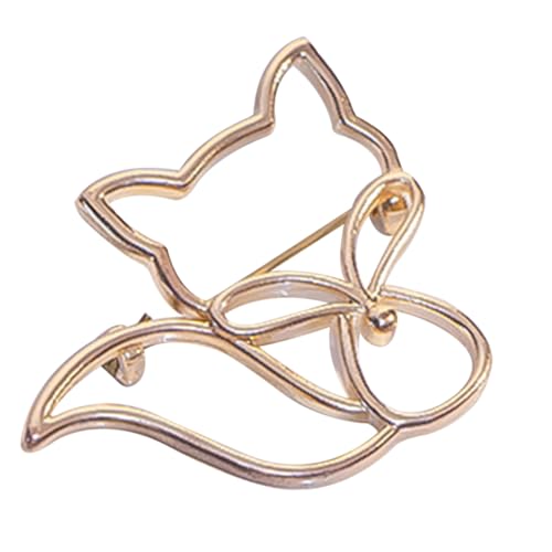 NOLITOY Goldene Hohlfuchs Brosche aus Langlebiger Legierung Filigrane Anstecknadel für Damenkleidung Modisches Accessoire für Anzüge Schals und Rucksäcke Einzigartiges für Besondere von NOLITOY