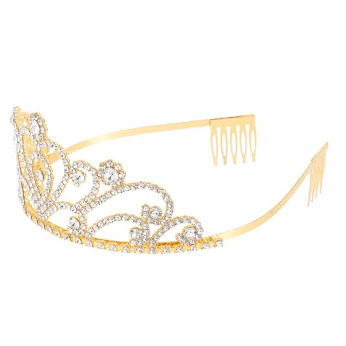 NOLITOY Goldene Loving Heart Krone Haarschmuck mit Kristallbesatz Leichte Braut Tiara für Hochzeit Geburtstagsfeier und Festliche Anlässe Filigranes Design Komfortabel Tragbar von NOLITOY