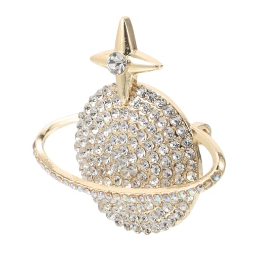 NOLITOY Goldfarbene Planet Brosche Anstecknadel für Damen Modisches Accessoire für Anzüge Mäntel und Schals Vielseitiger Schmuckpin für Business Dinner Party und Geschenkideen von NOLITOY