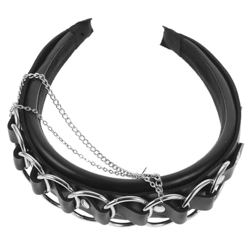 NOLITOY Gothic Kopfschmuck Mit Nieten Und Ketten Für Damen Punk Haarreif Mit Kreuzverzierung Für Halloween Cosplay Und Besondere Anlässe Einzigartiges Accessoire Für Dunkle Subkulturen von NOLITOY