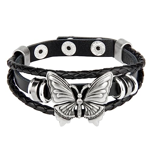 NOLITOY Gothisches Punk Armband für Männer Frauen Verstellbares Cuff Armband mit Schmetterlingen Handgefertigter Rock für Besondere Anlässe Feiertage NOLITOY Gothisches Punk Armband für Männer Frauen Verstellbares Cuff Armband mit Schmetterlingen Handgefertigter Rock für Besondere Anlässe Feiertage von NOLITOY