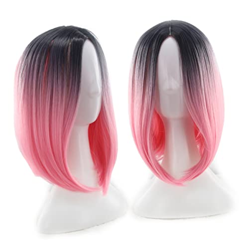 NOLITOY Farbverlauf -bob-perücke Für Damen Cosplay-perücke Aus Kunsthaar Kurze Glatte Perücken Mit Spitze Für Alltag Und Partys von NOLITOY