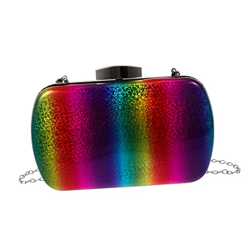 NOLITOY Gradient PU Damen Abendtasche Clutch Handtasche mit Sicherem Verschluss Elegant für Hochzeit Party Bankett Cocktail und Alltag Regenbogenfarben von NOLITOY