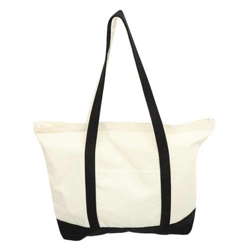 NOLITOY Große Canvas Schultertasche Damen mit Reißverschluss und Seitentasche Strapazierfähige Baumwoll Einkaufstasche für Alltag Arbeit Freizeit und Shopping Geräumige Tragetasche mit von NOLITOY