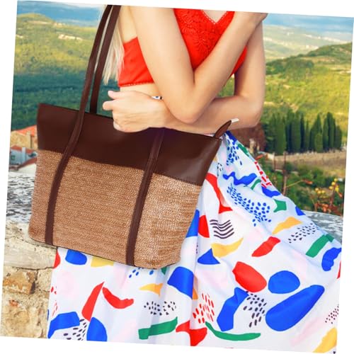 NOLITOY Große Geflochtene Umhängetasche Damen Strandtasche Sommer Tote Bag mit Großem Fassungsvermögen Leichte Strohtasche für Alltag Shopping Freizeit von NOLITOY