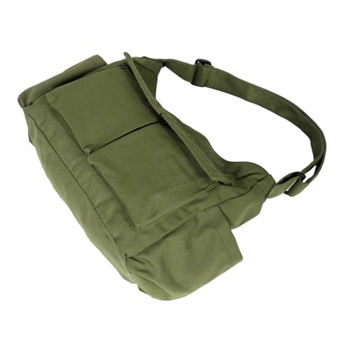 NOLITOY Große Grüne Canvas Umhängetasche Damen Vintage Messenger Bag mit Mehreren Taschen Ergonomisch Robustes Segeltuch für Schule Alltag und Laptop Vielseitig und Stilvoll von NOLITOY