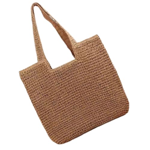 NOLITOY Große Handgefertigte Strohtasche Damen Schultertasche Sommer Strandtasche Vielseitige Umhängetasche für Alltag Urlaub Picknick Robust und Geräumig von NOLITOY