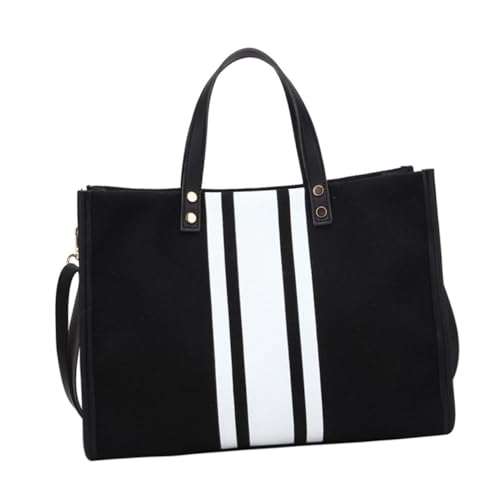 NOLITOY Große Kapazität Damen Tote Bag Schwarz Verstellbare Umhängetasche mit Robustem Verschluss Freizeit Handtasche für Alltag und Shopping Langlebiges Material Reißverschlussöffnend von NOLITOY