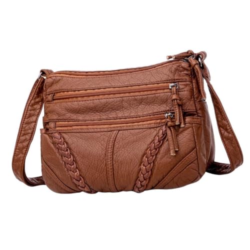 NOLITOY Große PU Damen Schultertasche mit Verstellbarem Tragegurt Vielseitige Umhängetasche für Alltag Reisen und Shopping Weiches Kunstleder Geräumige Damen Messenger Bag in Braun von NOLITOY
