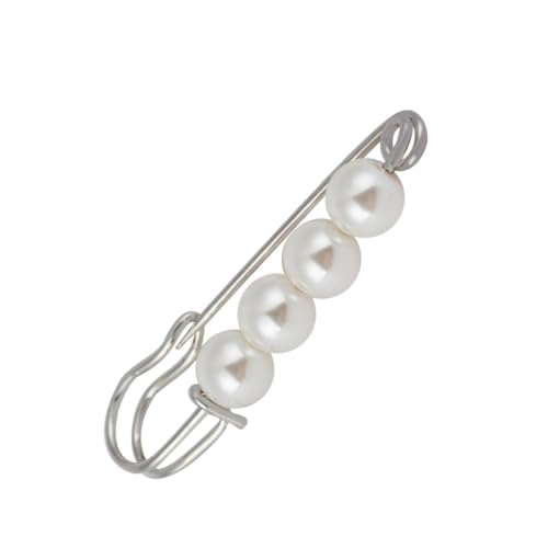 NOLITOY Große Perlenbrosche Sicherheitsnadel für Damen Eleganter Schal und Umhang Clip Schmucknadel für Brautkleid Abendkleid Party und Alltag Weißer Lapel Pin von NOLITOY
