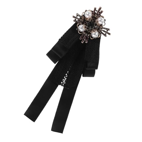 NOLITOY Große Vintage Brosche Damen Schleife mit Imitationsperlen Spitzenstoff Anstecknadel für Bluse Mantel Hemd Hochzeit Party Zubehör von NOLITOY