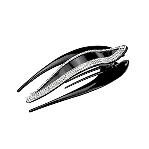NOLITOY Haar Clip Mit Strasssteinen Damen Clip Haarspange Für Hochsteckfrisur Kopfbedeckung Party Festival Reisen Schwarz von NOLITOY