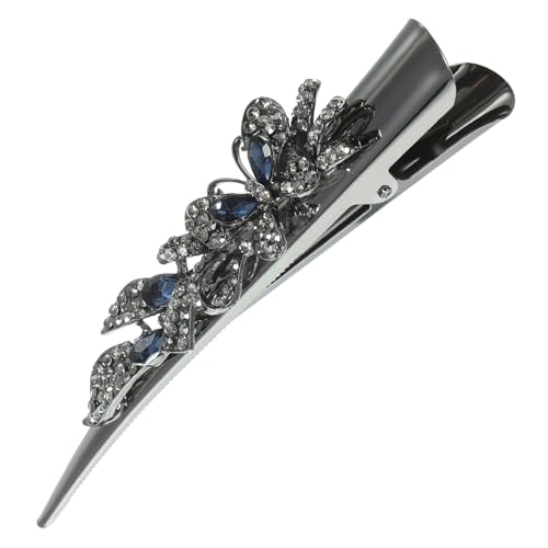 NOLITOY Haarclip Alligator Design mit Funkelnden Strasssteinen Großer Retro Haarclip für Damen Stabiler Metall Klammerclip Styling für Hochzeit Party und Alltag Blau von NOLITOY