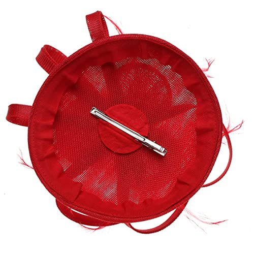 NOLITOY Haarnadel mit Schmetterlingsstirnband Szene orangefarbene Hüte für Frauen Pfingstrosen Abschlussball haar spangen haarclips Party-Haarnadel Haarschmuck für Frauen Leinenimitat rot von NOLITOY