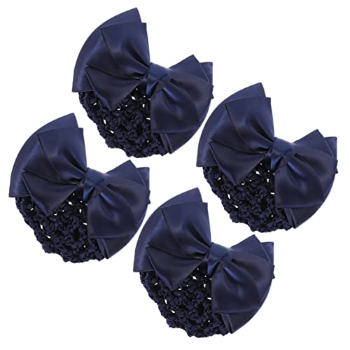 NOLITOY 4stücke Haarnetz Mit Schleife Für Frauen Dutt-haarnetz -clip Mit Schleife -haarspange Für Tänzerinnen Zierendes Für Mädchen Elegantes Haarschmuck-netz von NOLITOY