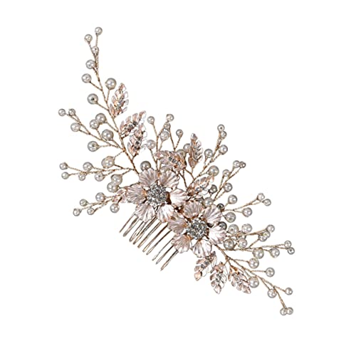 NOLITOY Haarschmuck Hausschuhe Haarnadel Mit Brautschleife Hochzeit Perle Juwelenbesetzt Kopfschmuck Braut- Abs Funkeln Geschlecht Brautjungfer Bogen Ornament Tiaras Zinklegierung Golden von NOLITOY