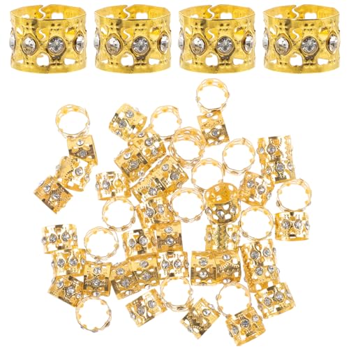 NOLITOY 50stücke Haarschmuck Ringe Metall Haarklammern Dreadlock Flechtzubehör Goldfarben Langlebig Und Rutschfest Für Zöpfe Und Dreadlocks Mit Glatter Innenfläche Für Einfaches von NOLITOY