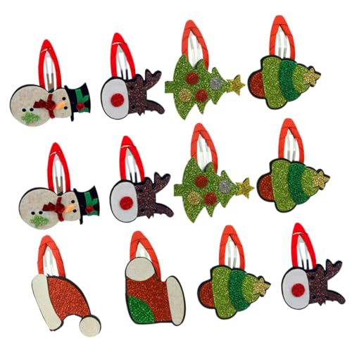 NOLITOY Haarspangen Für Kinder 12st Weihnachtshaarspangen Weihnachtsdeko Karikatur Kind Faden Tuch Zubehör Haarschmuck Für Kinder von NOLITOY