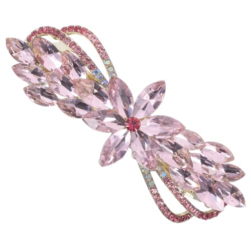 NOLITOY Haarspangen Große Kristall-Haarklammer Florale Haarnadeln Glitzernde Haarspangen Haarschmuck-Accessoires Für Frauen Mädchen Brautschmuck Dickes Langes Haar Rosa von NOLITOY