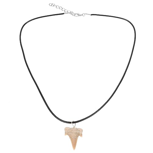 NOLITOY Haifischzahn Halskette für Damen Handgefertigter Anhänger aus Echtem Haifischzahn mit Lederkette Perfektes Schmuckstück für Strandliebhaber Leicht und Bequem Vielseitig von NOLITOY