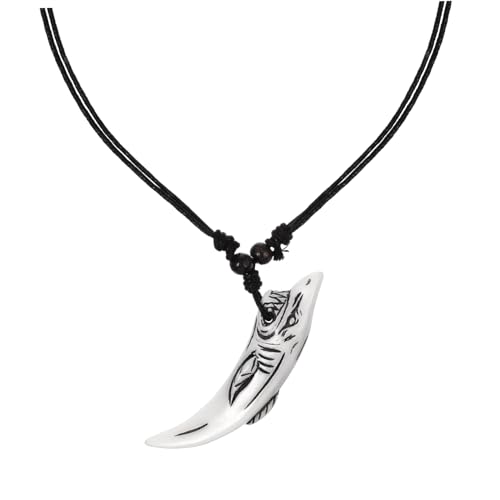 NOLITOY Halskette Holzperlen für Herren Verstellbare Männerkette mit Anhänger für Strandpartys und Alltag Leicht und Tragbar Weiß von NOLITOY