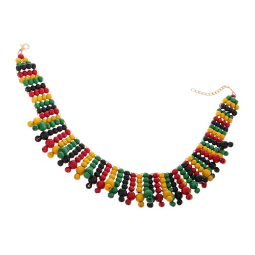 NOLITOY Handgefertigte Afrikanische Holzperlenkette Mehrlagig Bunt Leichter Ethno choker Modisches Schmuckstück für Herren und Damen von NOLITOY