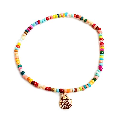 NOLITOY Handgefertigte Bunte Fußkette aus Legierung und Perlen Strand und Verstellbare Metal Fußkettchen Damen Schmuck Farbenfrohe Fußdekoration für Urlaub und Reisen von NOLITOY
