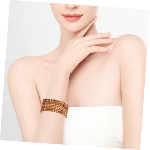NOLITOY Handgefertigtes Rattan Armband Damen Verstellbares Geflochtenes Flechtarmband Leichter Boho Manschetten Armreif Robustes Auffälliges Sommer Schmuckstück Vielseitig Kombinierbar von NOLITOY