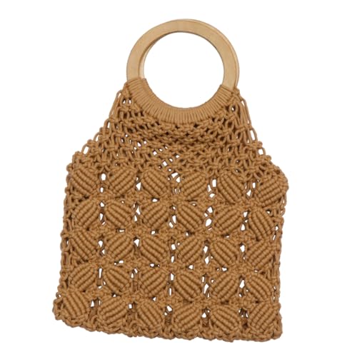 NOLITOY Handgewebte Baumwolltasche Damen Tote Bag Strandtasche Leichtes Attraktives Design für Alltag und Sommer Geräumig für Handy Geldbörse Kosmetik Freizeit Strandbegleitung von NOLITOY