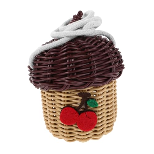NOLITOY Handgewebte Imitation Rattan Kindertasche Acorn Form Schultertasche Mini Umhängetasche mit Wandhänger Funktion Platzsparend Robust und Stilvoll für Dekoration von NOLITOY
