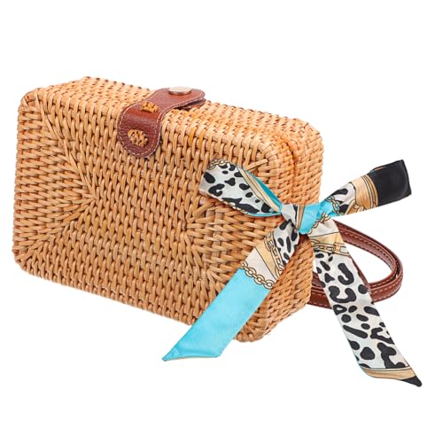 NOLITOY Handgewebte Strohtasche Damen Sommer Umhängetasche Leichte Schultertasche mit Natürlichem Strohmaterial und Kleinem Volumen Vielseitige Strand Clutch für Alltag und Urlaub von NOLITOY