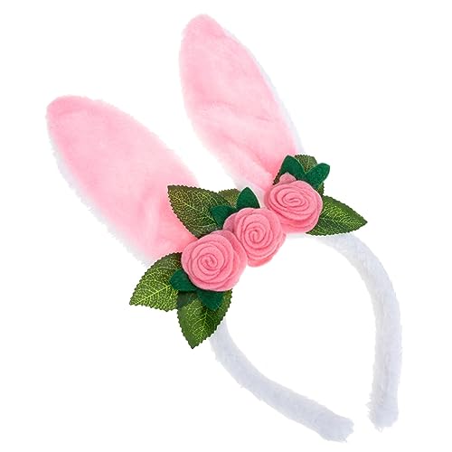 NOLITOY Hasenohr Stirnband Hasenohr Haarband ostern haarband kinder haarschmuck hair accessories for girls Ohrringe rosa Blumenornamente schönes stirnband Kopfschmuck für von NOLITOY