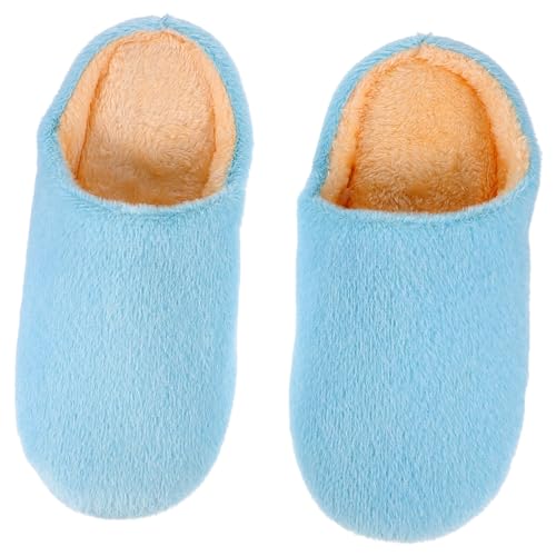 NOLITOY Hausschuhe Herren Damen Plüsch Baumwolle Winter Weiche Flauschige Indoor Schuhe Rutschfest Leicht Geräuschlos Blau von NOLITOY